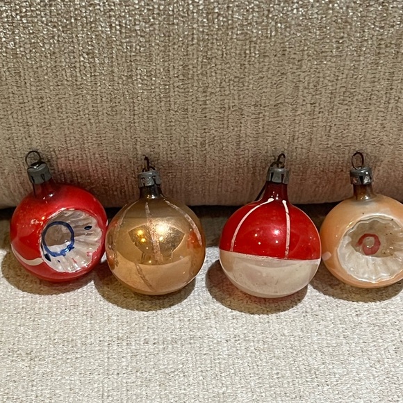 Antique Mini Hand Painted Glass Ornaments Lot of 5 - Picture 2 of 9
